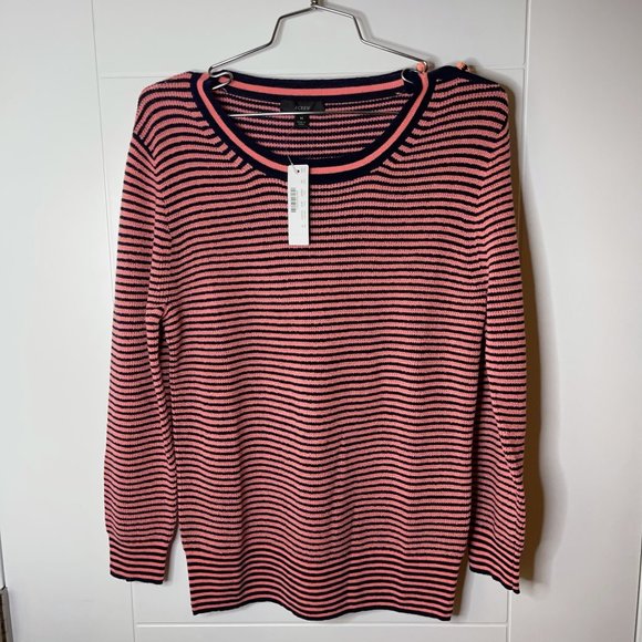NEW~ J Crew Shoulder-button Sweater In Stripe Size M - Picture 1 of 9